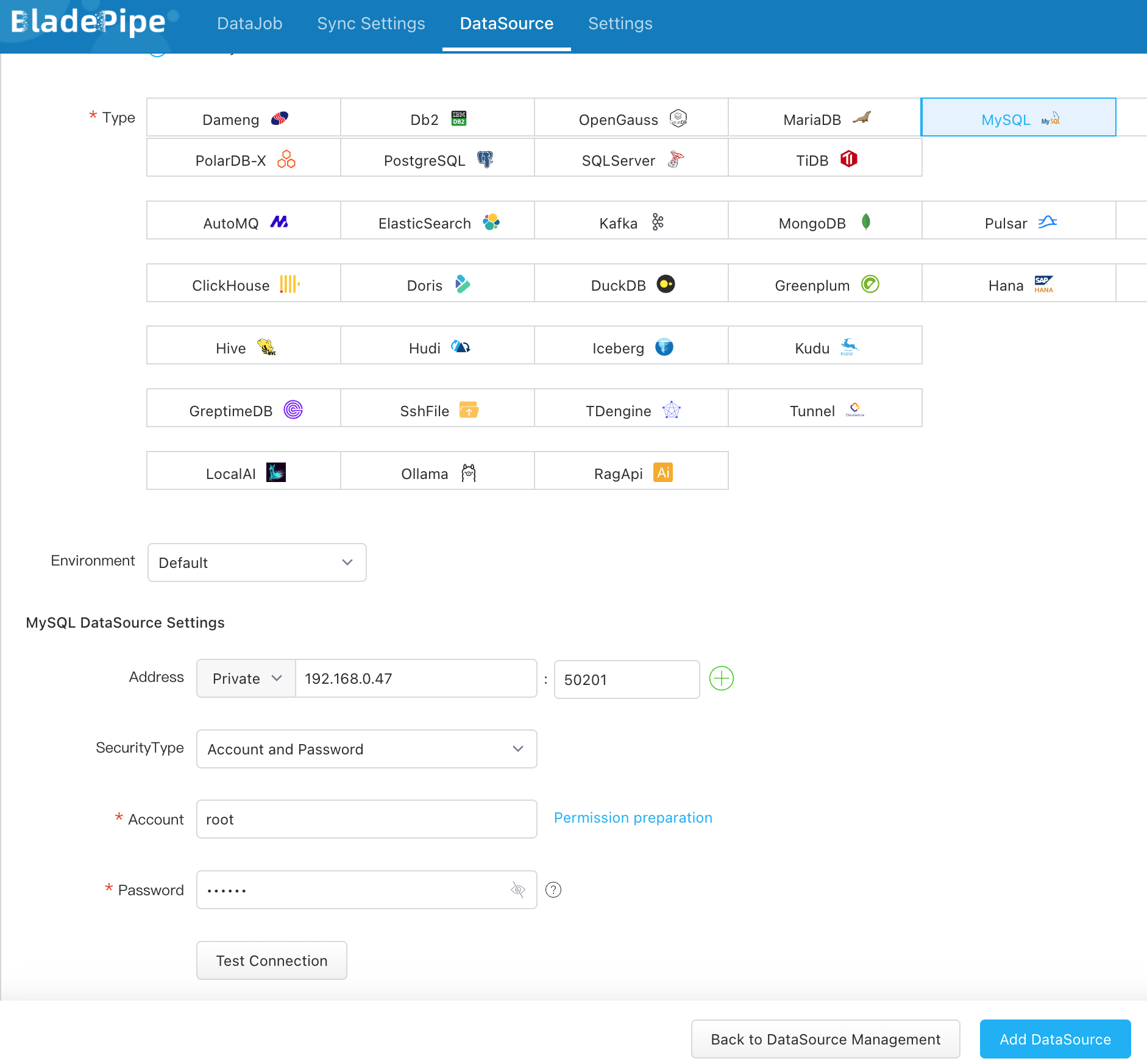 MySQL을 소스로 추가하기