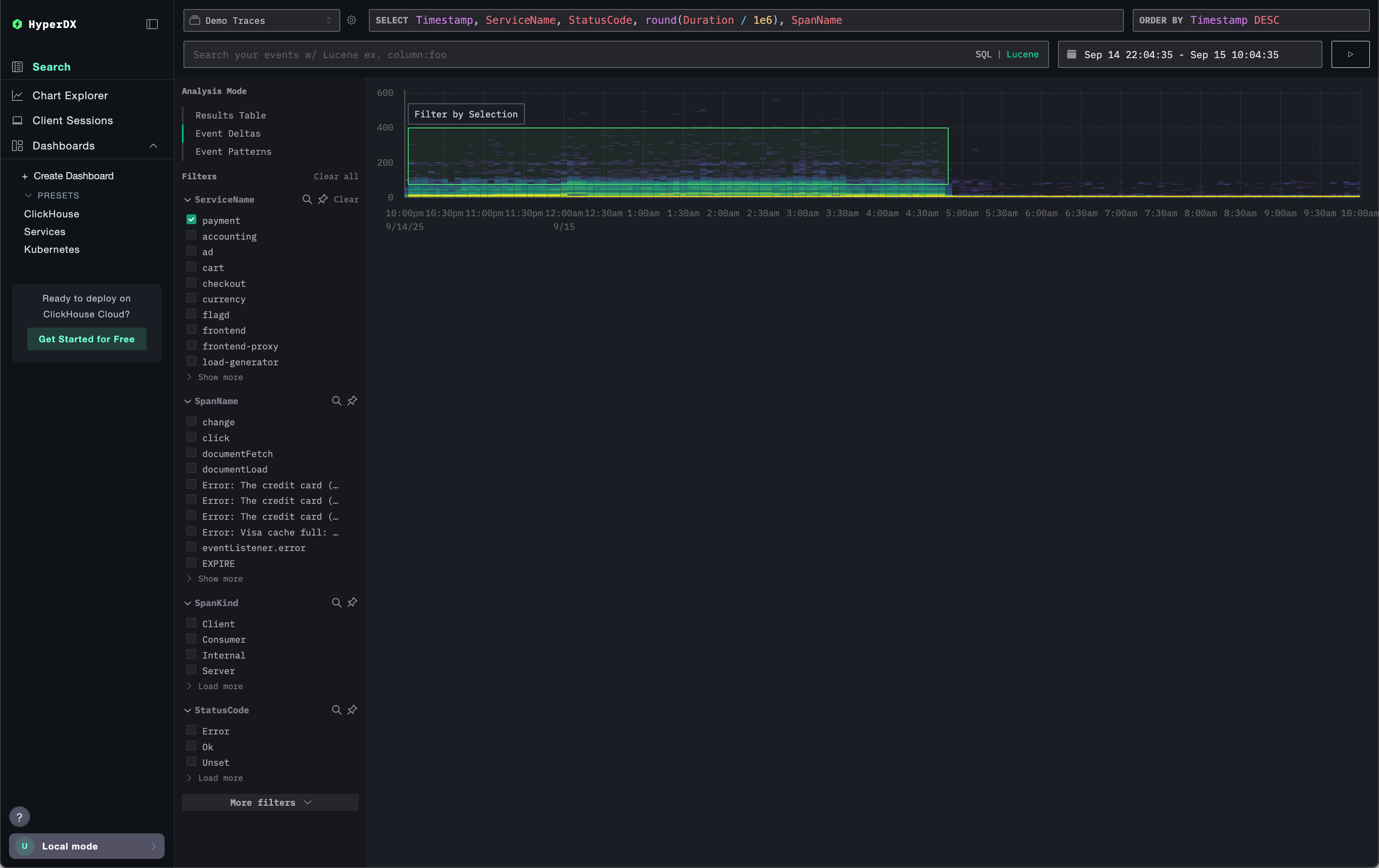 강조 표시된 Event deltas